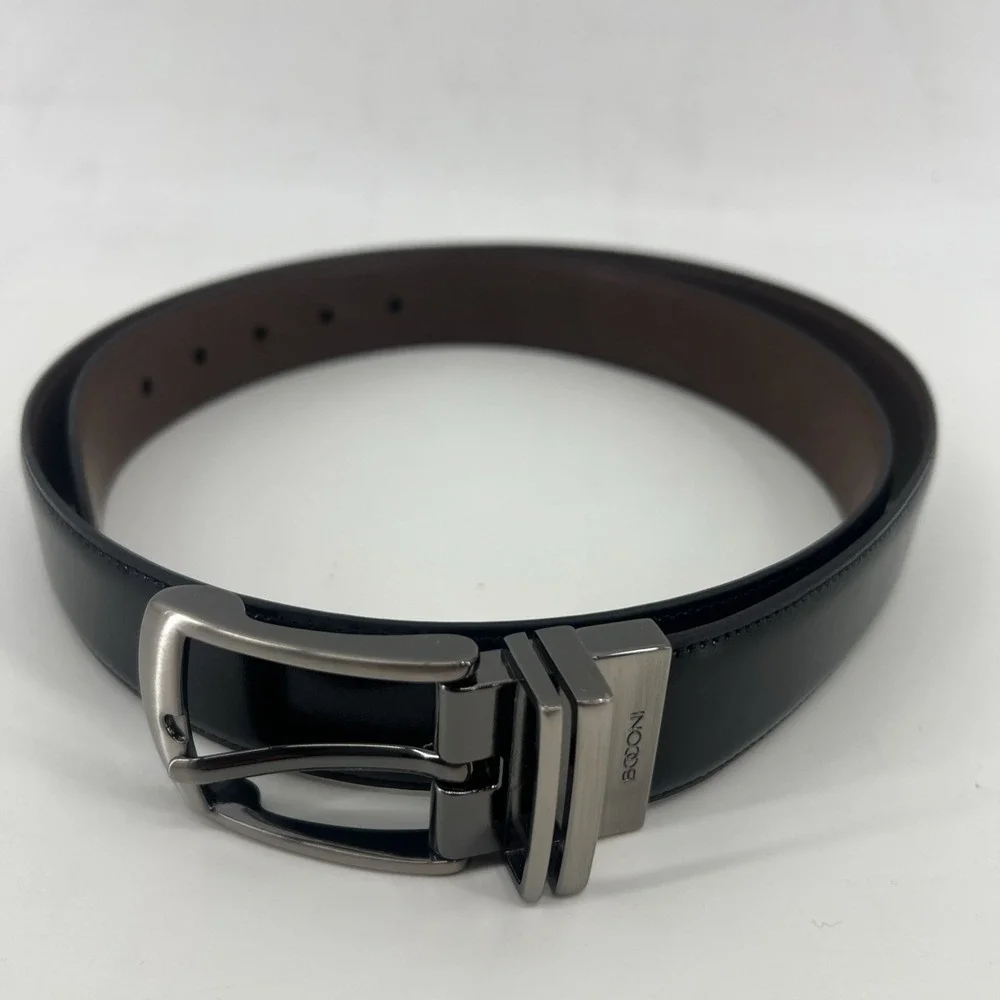 Boconi Men's Black/Brown  Reversible Leather Dress Belt Size 42/105